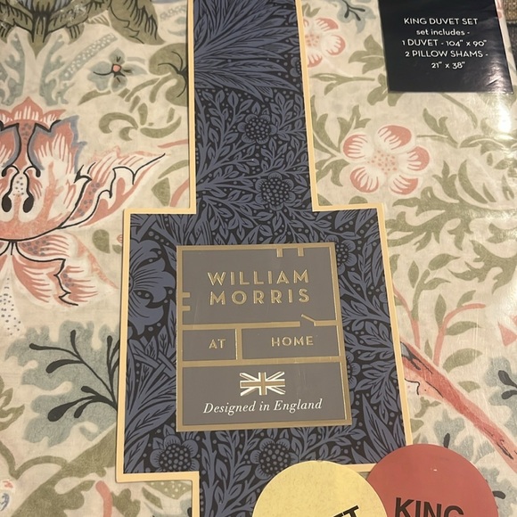 WILLIAM MORRIS England Strawberry Thief Summer King Duvet Cover Set Shams NEW - Picture 3 of 11